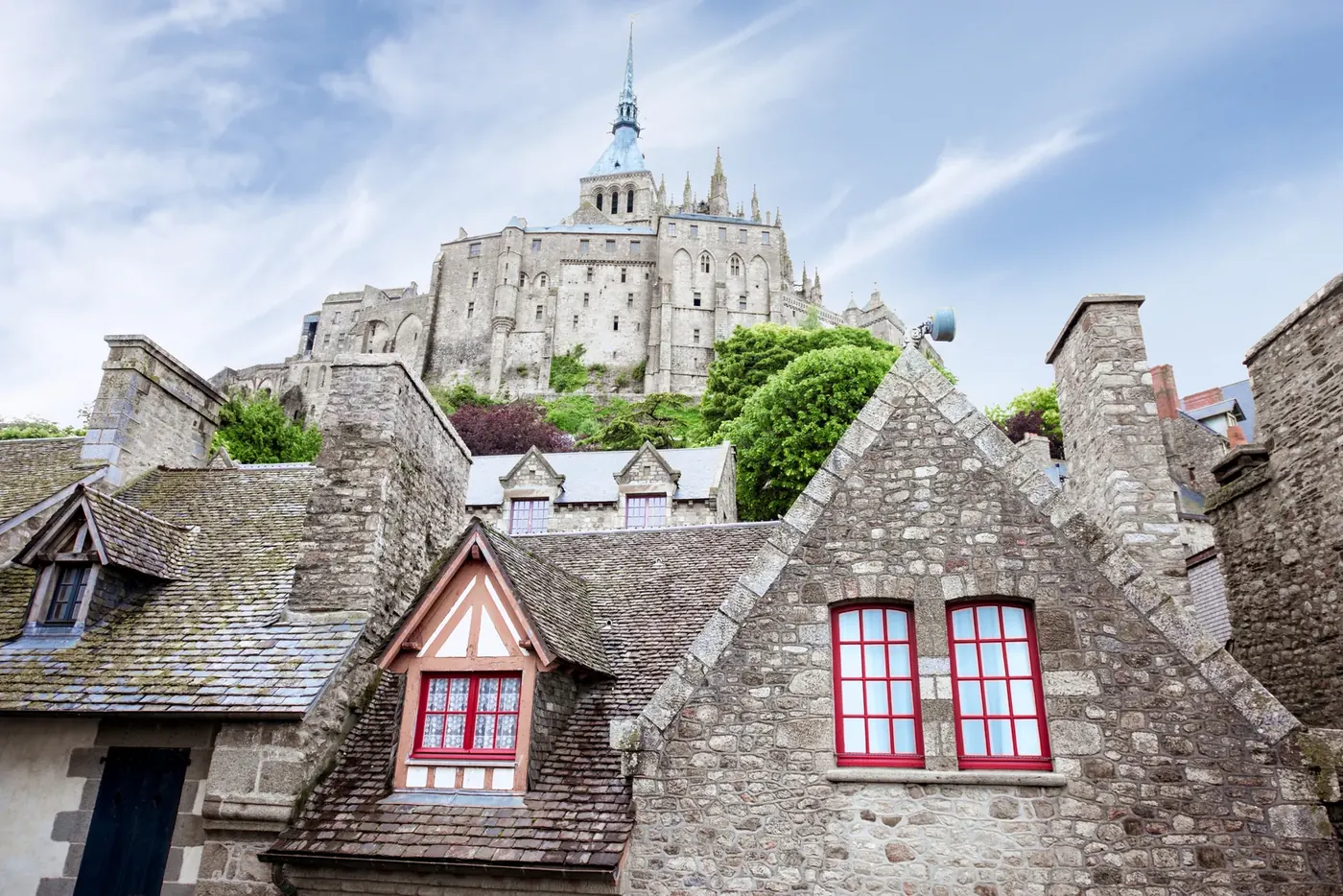 The stone village and abbey of Mont Saint-Michel